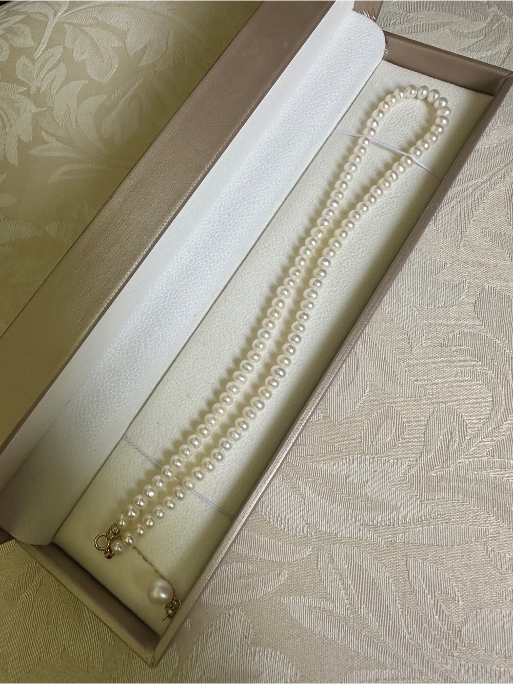 New Freshwater Pearl 4-4.5mm Necklace luster white 925 silver 15-16inches